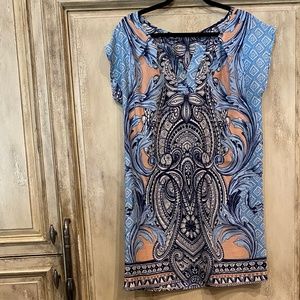Fraiche by J (L) Blue/Orange Dress